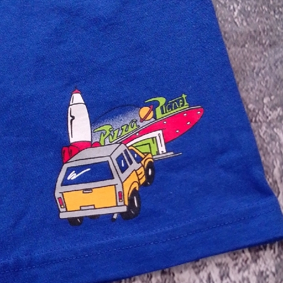 Vintage 90s Toy Story Pizza Planet Blue Shorts - Picture 2 of 5